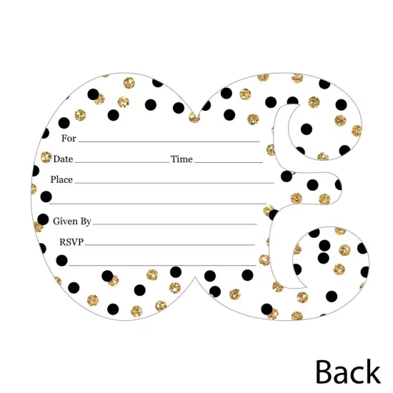 Big Dot of Happiness Adult 30th Birthday - Gold - Shaped Fill-In Invitations - Birthday Party Invitation Cards with Envelopes - Set of 12 {4}