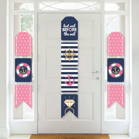 Big Dot of Happiness Last Sail Before The Veil - Hanging Vertical Paper Door Banners - Nautical Bachelorette Wall Decoration Kit - Indoor Door Decor {1}