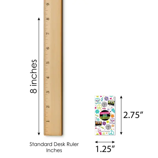 Big Dot of Happiness Through the Decades - Mini Candy Bar Wrapper Stickers - 50s, 60s, 70s, 80s, and 90s Party Small Favors - 40 Count {6}
