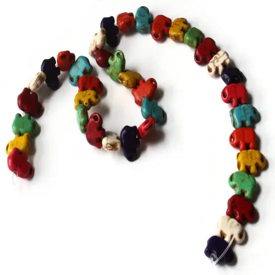 38 15mm Howlite Elephant Mixed Color Dyed Gemstone Beads bR1 {3}