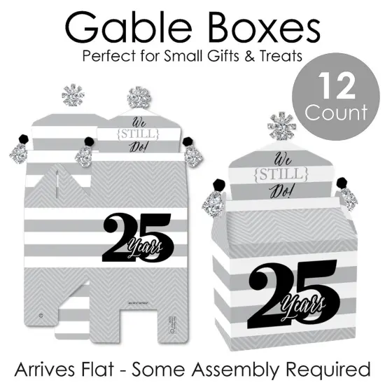 Big Dot of Happiness We Still Do - 25th Wedding Anniversary - Treat Box Party Favors - Anniversary Party Goodie Gable Boxes - Set of 12 {7}