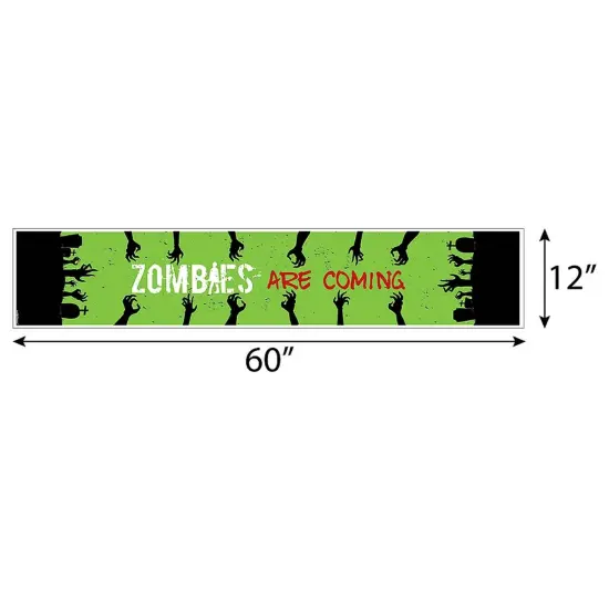 Big Dot of Happiness Zombie Zone - Petite Halloween or Birthday Zombie Crawl Party Paper Table Runner - 12 x 60 inches {4}