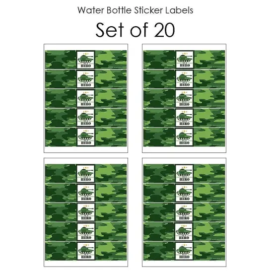 Big Dot of Happiness Camo Hero - Army Military Camouflage Party Water Bottle Sticker Labels - Set of 20 {4}