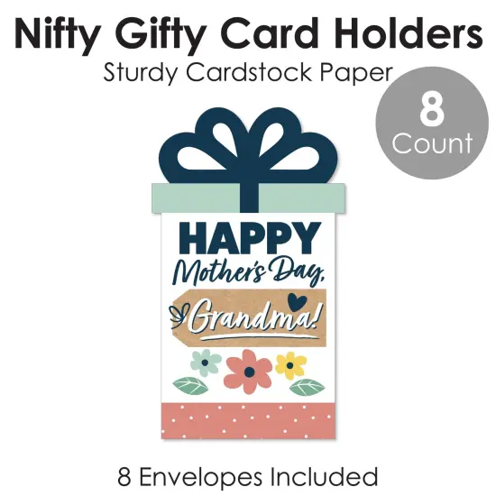 Big Dot of Happiness Grandma, Happy Mother's Day - We Love Grandmother Money and Gift Card Sleeves - Nifty Gifty Card Holders - Set of 8 {6}