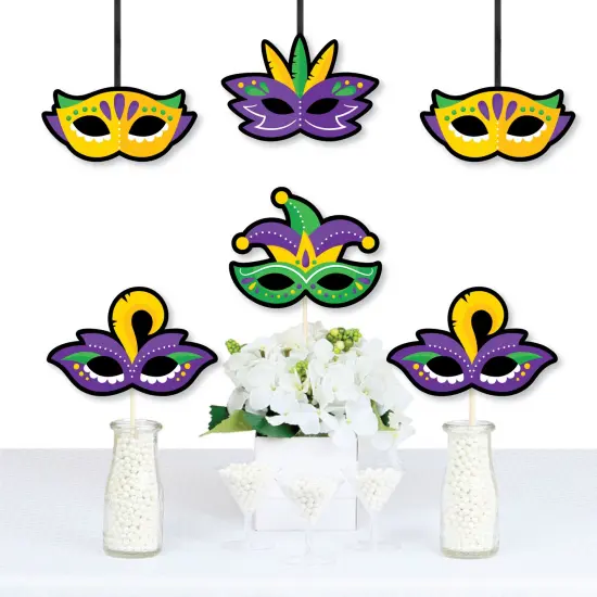 Big Dot of Happiness Colorful Mardi Gras Mask - Decorations DIY Masquerade Party Essentials - Set of 20 {1}