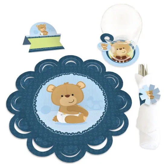 Big Dot of Happiness Baby Boy Teddy Bear - Baby Shower Paper Charger and Table Decorations - Chargerific Kit - Place Setting for 8 {1}