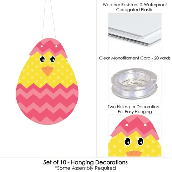 Big Dot of Happiness Hanging Hippity Hoppity - Outdoor Hanging Decor - Easter Bunny Party Decorations - 10 Pieces {6}