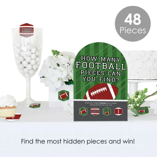 Big Dot of Happiness End Zone - Football - Baby Shower or Birthday Party Scavenger Hunt - 1 Stand and 48 Game Pieces - Hide and Find Game {3}