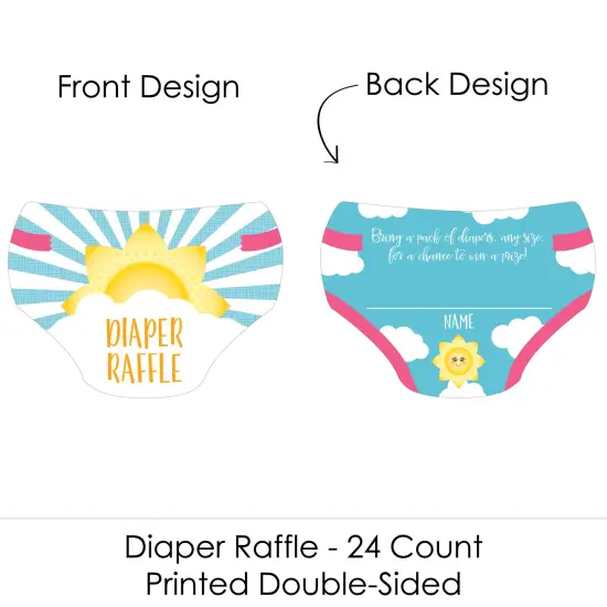 Big Dot of Happiness You Are My Sunshine - Diaper Shaped Raffle Ticket Inserts - Baby Shower Activities - Diaper Raffle Game - Set of 24 {3}