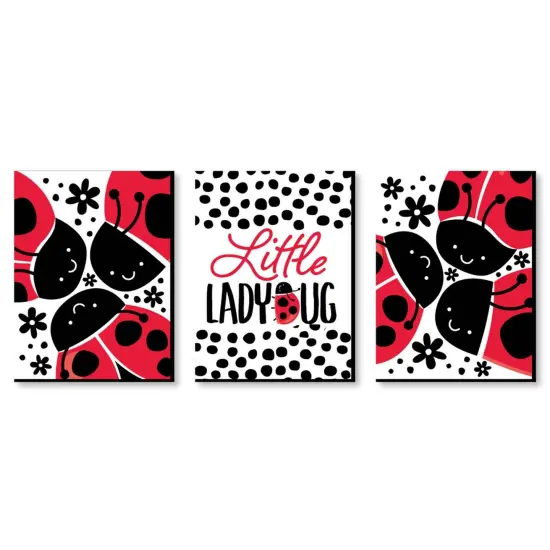 Big Dot of Happiness Happy Little Ladybug - Baby Girl Nursery Wall Art and Kids Room Decorations - Gift Ideas - 7.5 x 10 inches - Set of 3 Prints {1}