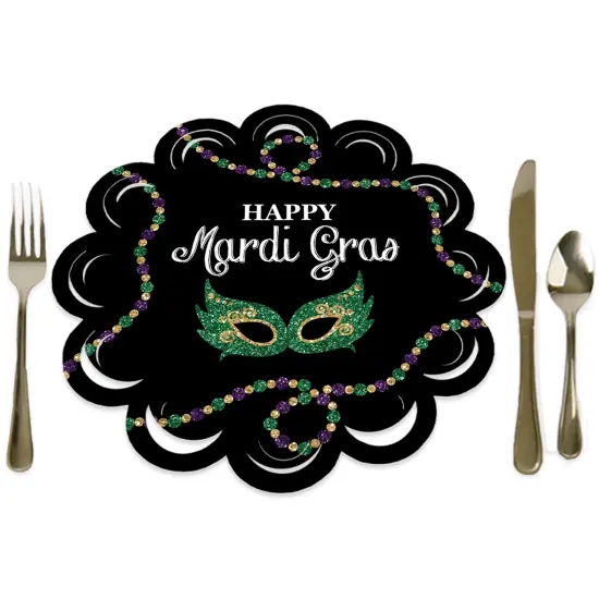 Big Dot of Happiness Mardi Gras - Masquerade Party Round Table Decorations - Paper Chargers - Place Setting For 12 {1}