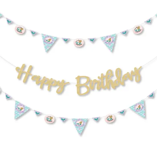 Big Dot of Happiness Let's Be Mermaids - Birthday Party Letter Banner Decor - 36 Cutouts and No-Mess Real Gold Glitter Happy Birthday Banner Letters {1}