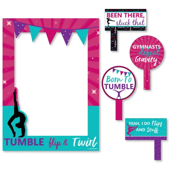 Big Dot of Happiness Tumble Flip & Twirl - Gymnastics - Birthday Gymnast Party Selfie Photo Booth Picture Frame & Props - Printed on Sturdy Material {7}