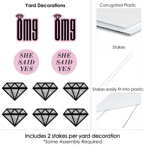 Big Dot of Happiness Omg, You're Getting Married - Diamond Ring Lawn Decorations - Outdoor Engagement Party Yard Decorations - 10 Piece {7}