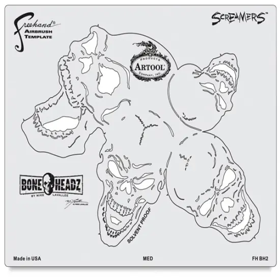 Iwata Artool Freehand Template - Set of 4, BoneHeadz Screamers {2}
