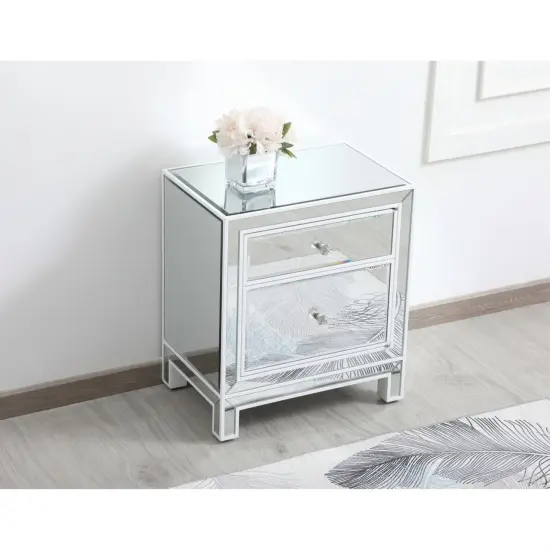 21 inch mirrored end table in white {4}