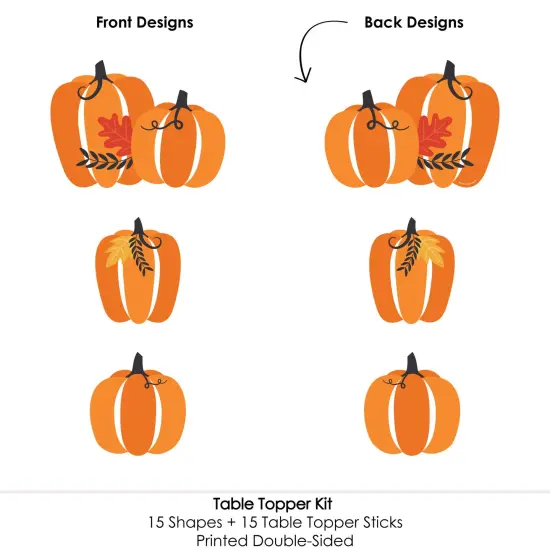 Big Dot of Happiness Fall Pumpkin - Halloween or Thanksgiving Party Centerpiece Sticks - Table Toppers - Set of 15 {6}