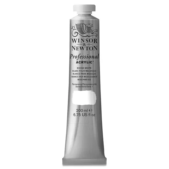 Winsor & Newton Professional Acrylics - Mixing White, 200 ml tube {2}