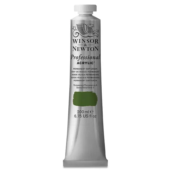 Winsor & Newton Professional Acrylics - Permanent Sap Green, 200 ml tube {2}