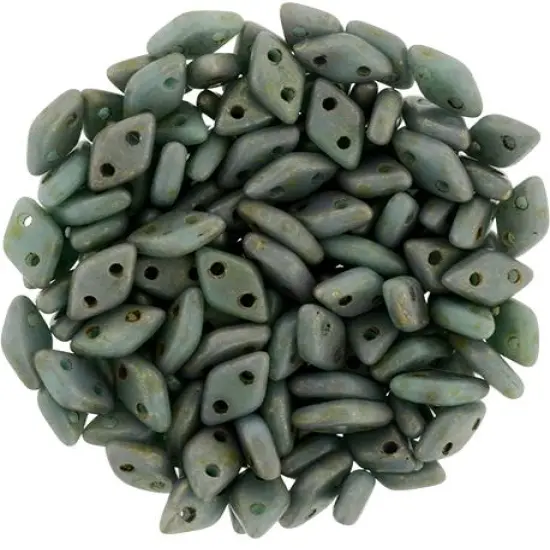 CzechMates Diamond 6.5 x 4mm Czech Glass Two Hole Bead, Turquoise - Copper Picasso {1}