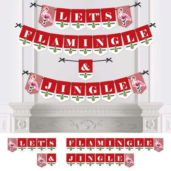 Big Dot of Happiness Flamingle Bells - Party Bunting Banner - Tropical Flamingo Christmas Party Decorations - Let's Flamingle and Jingle {1}