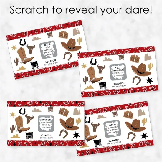 Big Dot of Happiness Western Hoedown - Wild West Cowboy Party Game Scratch Off Dare Cards - 22 Count {4}