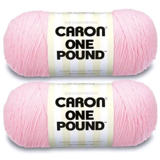 Caron One Pound Soft Pink Yarn - 2 Pack of 454g/16oz - Acrylic - 4 Medium (Worsted) - 812 Yards - Knitting/Crochet {1}