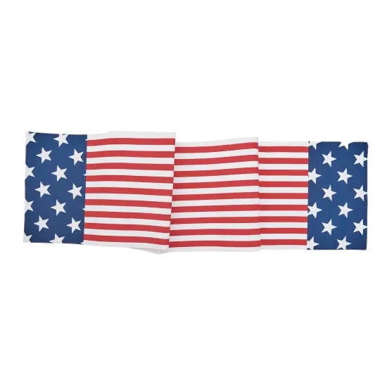 Stars and Stripes 4th of July Patriotic Cotton Table Runner 13" x 72" {1}