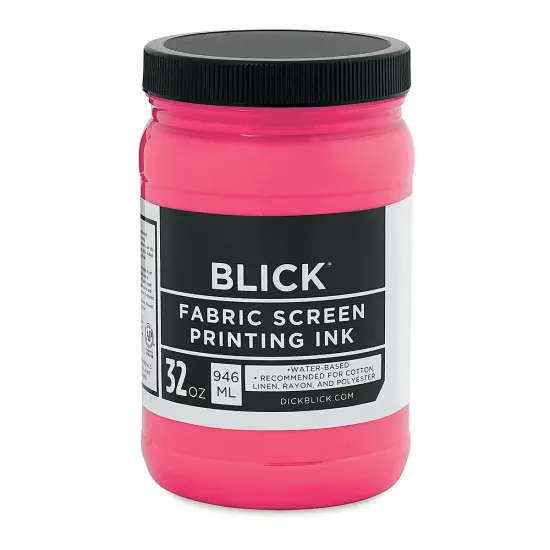 Blick Water-Base Acrylic Textile Screen Printing Ink - Fluorescent Hot Pink, Quart {1}