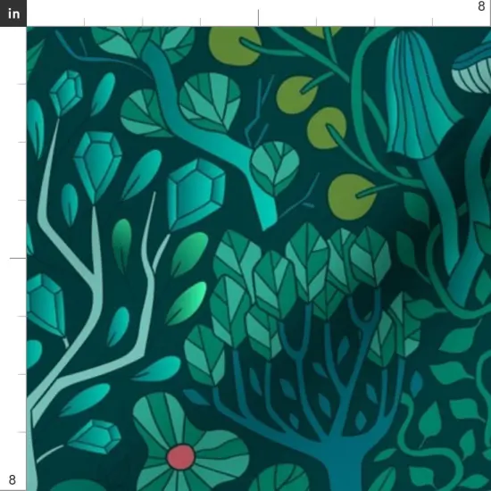 Various Fabrics by the Yard or Fat Quarter Emerald Forest Fairy Woodland Creatures Green Nature Trees Crystals Magical Mystical Custom Printed Fabric by Spoonflower {4}