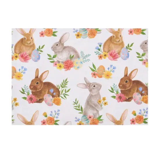 Spring Flora Easter Bunny Rabbit Single Placemat Springtime, 14" x 20" {1}