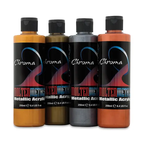 Chroma Molten Metals Acrylics - Set of 4, Traditional Colors {1}