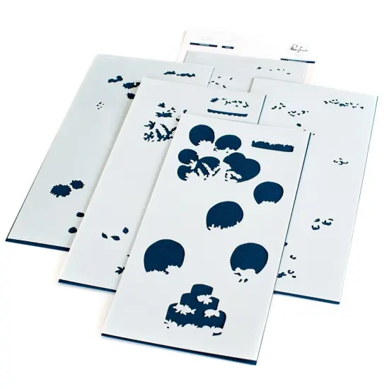 Pinkfresh Studio Stencils 4"X9" 5/Pkg-Celebrate Layering {1}