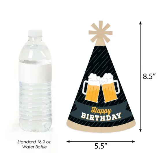 Big Dot of Happiness Cheers and Beers Happy Birthday - Cone Happy Birthday Party Hats for Adults - Set of 8 (Standard Size) {4}