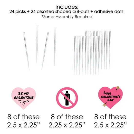 Big Dot of Happiness Be My Galentine - Dessert Cupcake Toppers - Galentine's and Valentine's Day Party Clear Treat Picks - Set of 24 {7}