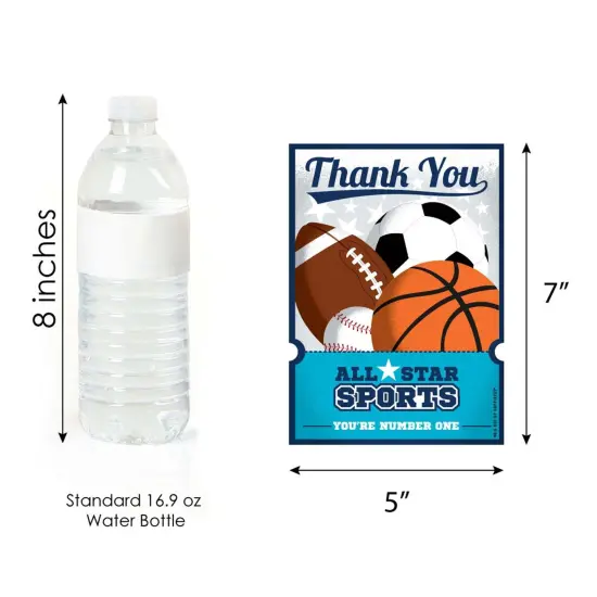 Big Dot of Happiness Go, Fight, Win - Sports - Shaped Thank You Cards - Baby Shower or Birthday Party Thank You Note Cards with Envelopes - Set of 12 {7}