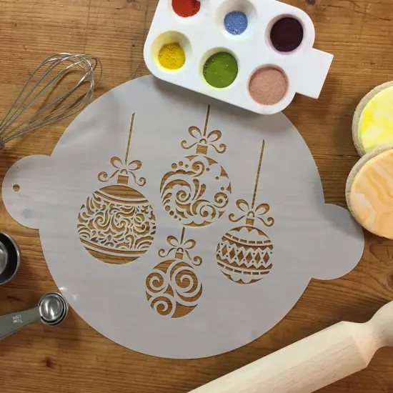 Christmas Balls Cake Stencil Top | Cake Decorating Tools | Baking Stencils for Royal Icing, Airbrush, Dusting Powder | Reusable Plastic Food Grade Stencil for Cakes | Easy to Use & Clean Cake Stencil | C928 by Designer Stencils {3}