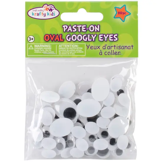 Krafty Kids Paste-On Googly Eyes Assortment 80/Pkg-Black {1}