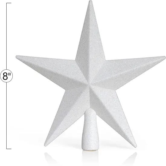 Ornativity Glitter Star Tree Topper - Christmas White Decorative Holiday Bethlehem Star Ornament {5}