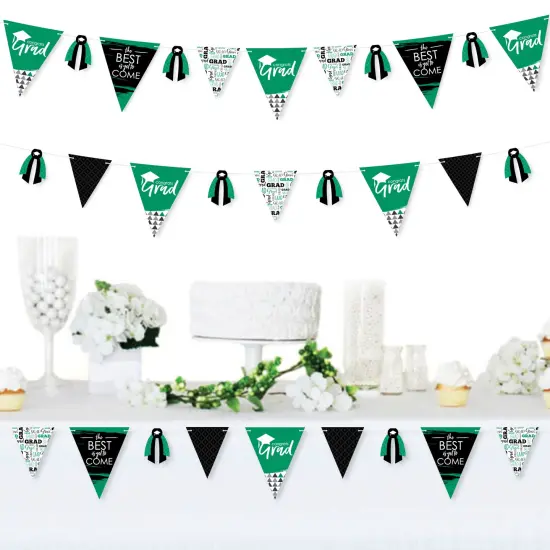 Big Dot of Happiness 30 Piece Green Graduation Party Pennant Triangle Banner {3}