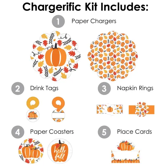Big Dot of Happiness Fall Pumpkin - Halloween or Thanksgiving Party Paper Charger and Table Decorations - Chargerific Kit - Place Setting for 8 {4}