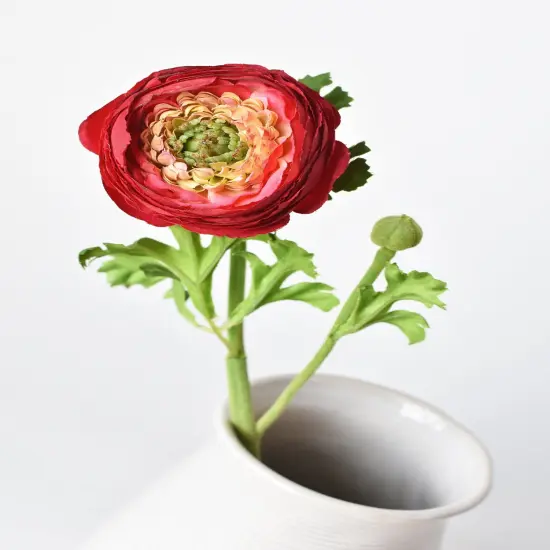 13" Faux Red Ranunculus Stem {4}