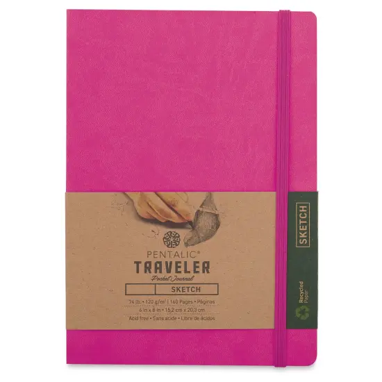 Pentalic Recycled Traveler's Sketchbook - 8-1/4" x 5-7/8", Pink {2}