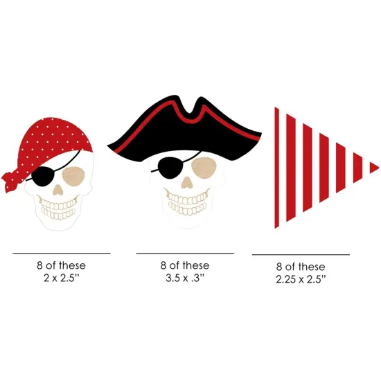 Big Dot of Happiness Beware of Pirates Paper Straw Decor - Pirate Birthday Party Striped Decorative Straws - Set of 24 {3}