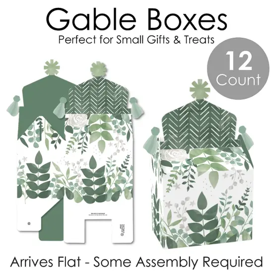 Big Dot of Happiness Boho Botanical - Treat Box Party Favors - Greenery Party Goodie Gable Boxes - Set of 12 {7}