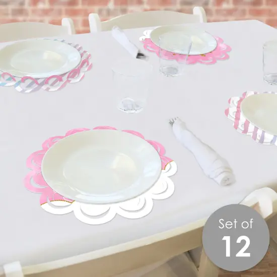 Big Dot of Happiness Rainbow Unicorn - Magical Unicorn Baby Shower or Birthday Party Round Table Decorations - Paper Chargers - Place Setting For 12 {3}