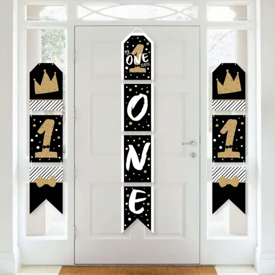 Big Dot of Happiness 1st Birthday Little Mr. Onederful - Hanging Vertical Paper Door Banners - Boy First Birthday Wall Decor Kit- Indoor Door Decor {1}