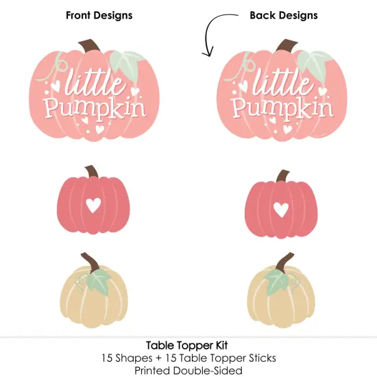 Big Dot of Happiness Girl Little Pumpkin - Fall Birthday Party or Baby Shower Centerpiece Sticks - Table Toppers - Set of 15 {6}
