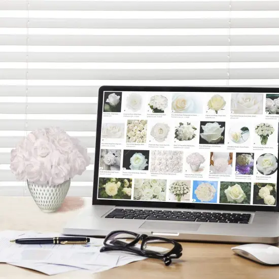 Box of 50: White Rose Picks, Silk Blooms, Floral Picks (8"L X 3"W), Floral Home by Artificial Flowers {2}