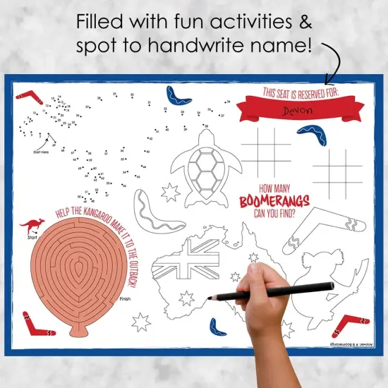 Big Dot of Happiness Australia Day - Paper G'Day Mate Aussie Party Coloring Sheets - Activity Placemats - Set of 16 {3}